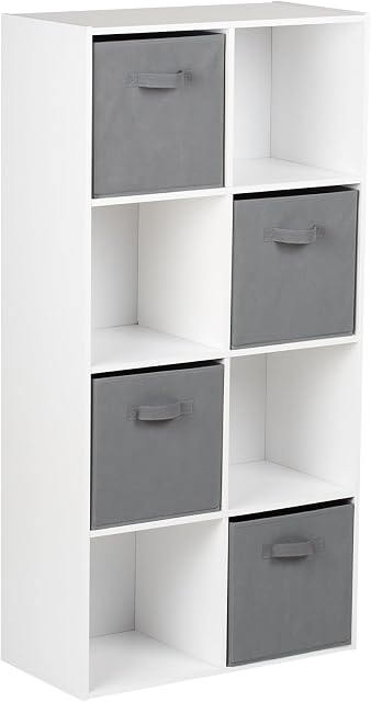 Hartleys White 8 Cube Unit and 4 Grey Storage Drawers