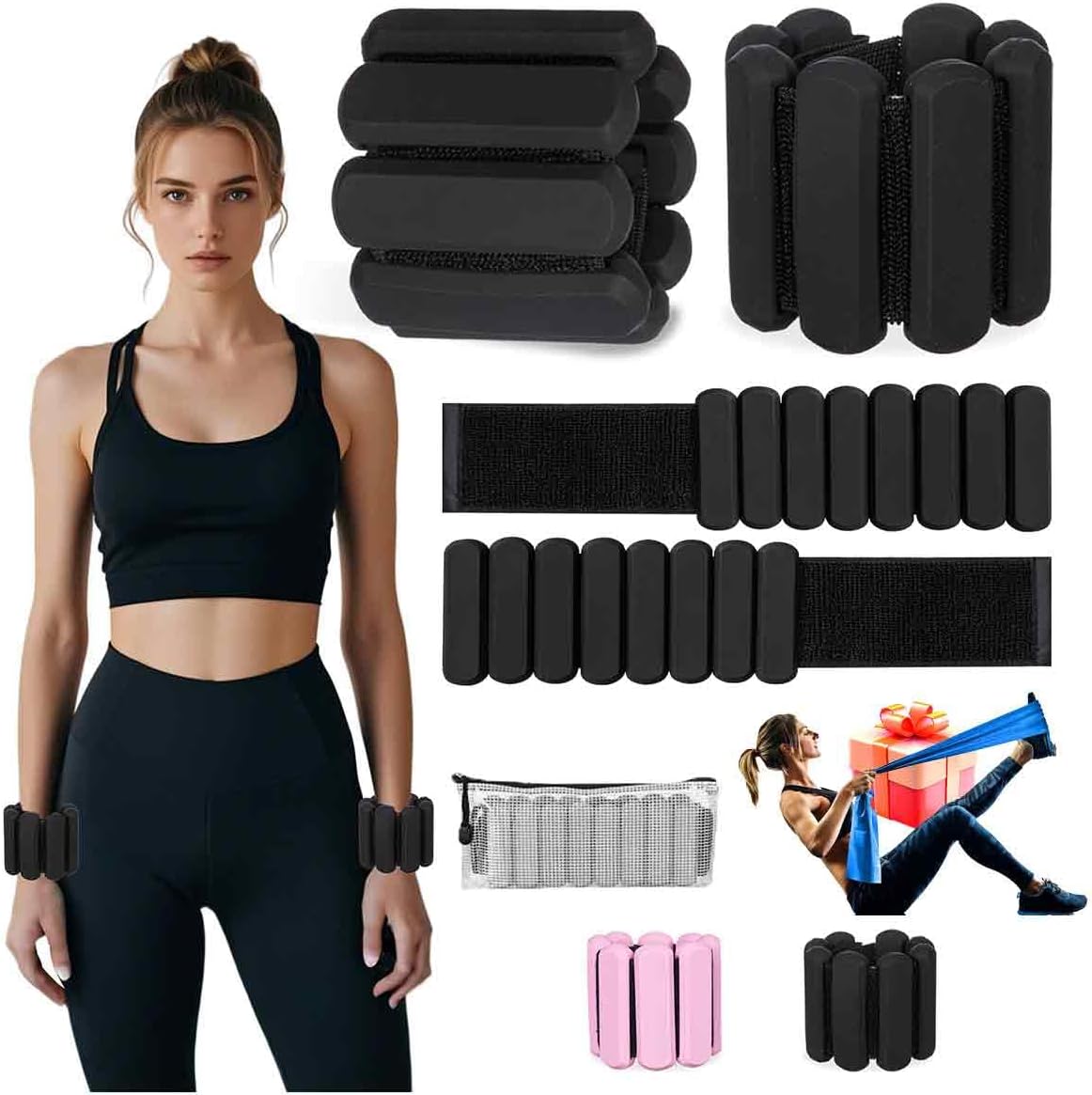 Adjustable Ankle Weights,Wrist Weights for Women & Men,Set of 2 (1Lb Each),Perfect for Walking,Running,Yoga,Pilates,Gym,Strength Training. Weighted wristbands are designed for home gym workouts