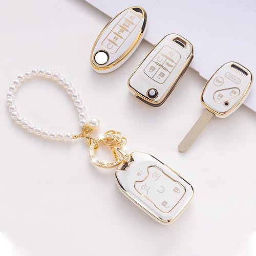 Miniatura 7 de Funda para llavero Honda con llavero de automóvil de perla, carcasa para llave Accord Civic EX Pilot CR-V, protector de llave de control