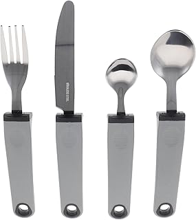 Abaodam Anti rutsch Besteckset für Senioren und Arthritis Patienten Rehabiliatives Essbesteck mit Griffigem Tremor sicherem Griff Langlebiges Portables Adaptivgeschirr für Ältere Menschen