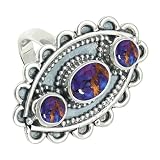 SILVERTROVE Anillo chapado en plata con piedras preciosas Turchese viola ramato para hombre y mujer Artículo de regalo Joyería CRG1274BK_62 (197)
