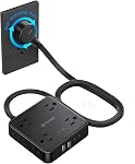 TROND 360° Rotating Flat Plug Power Bar with 2 USB C, 8 Widely Spaced Outlets, 5FT Slim Extension Cord, 1440J Surge Protector Power Strip, Wall Mount for Home Office Dorm Travel Essentials, White