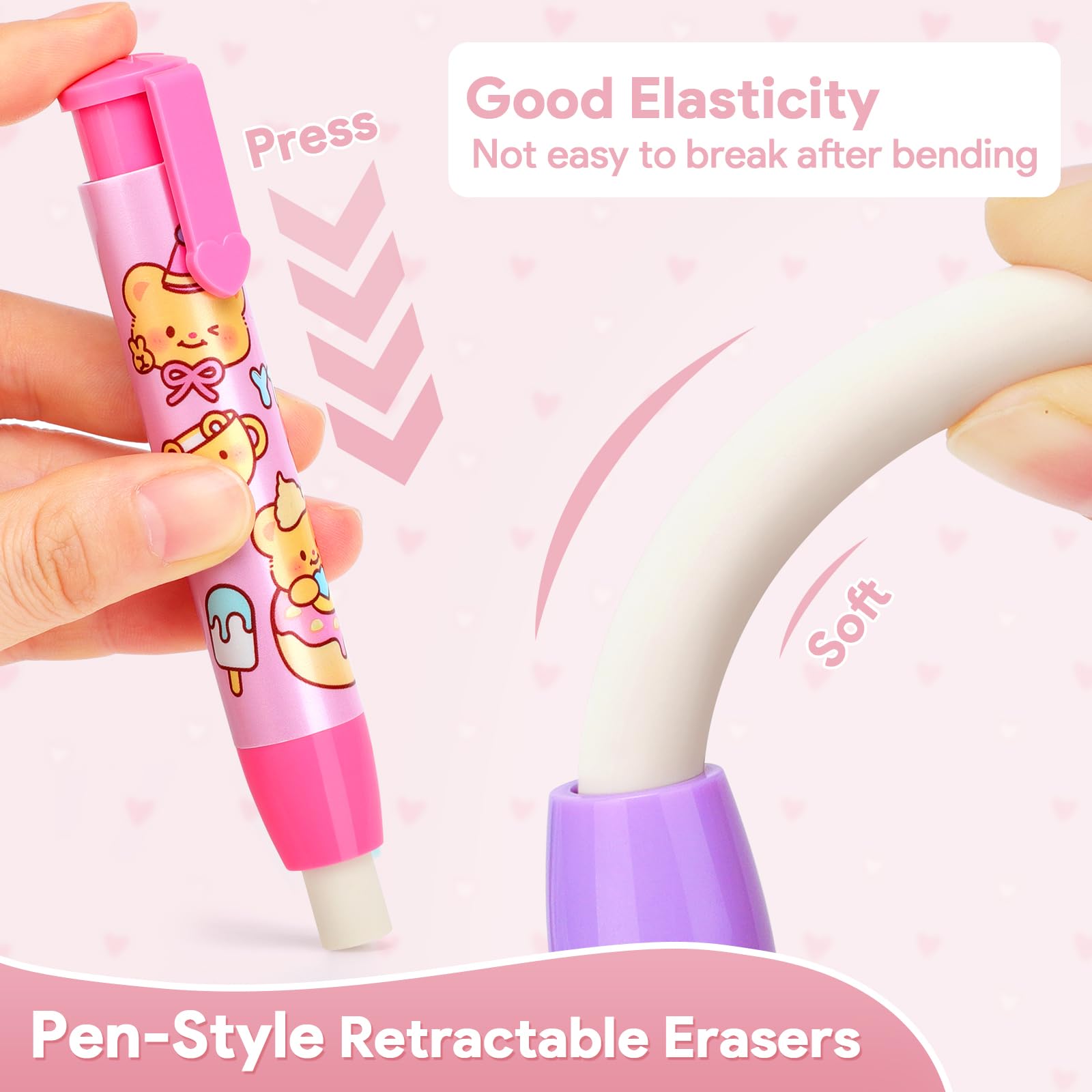 HABNI 6 Pezzi da Cancellare, Gomma per Penna Gel Cancellabile, Silicone Inchiostro Termico, 5 Gomme Rotonde + 1 a Barra, Colore Casuale
