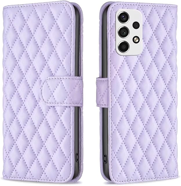 For Samsung Galaxy M13 Case Samsung Galaxy M23/A23 Phone Case Flip Wallet Phone Case PU Premium Leather Cover Shockproof Magnetic Protective with Credit Card Slot View Stand Women Case -Purple