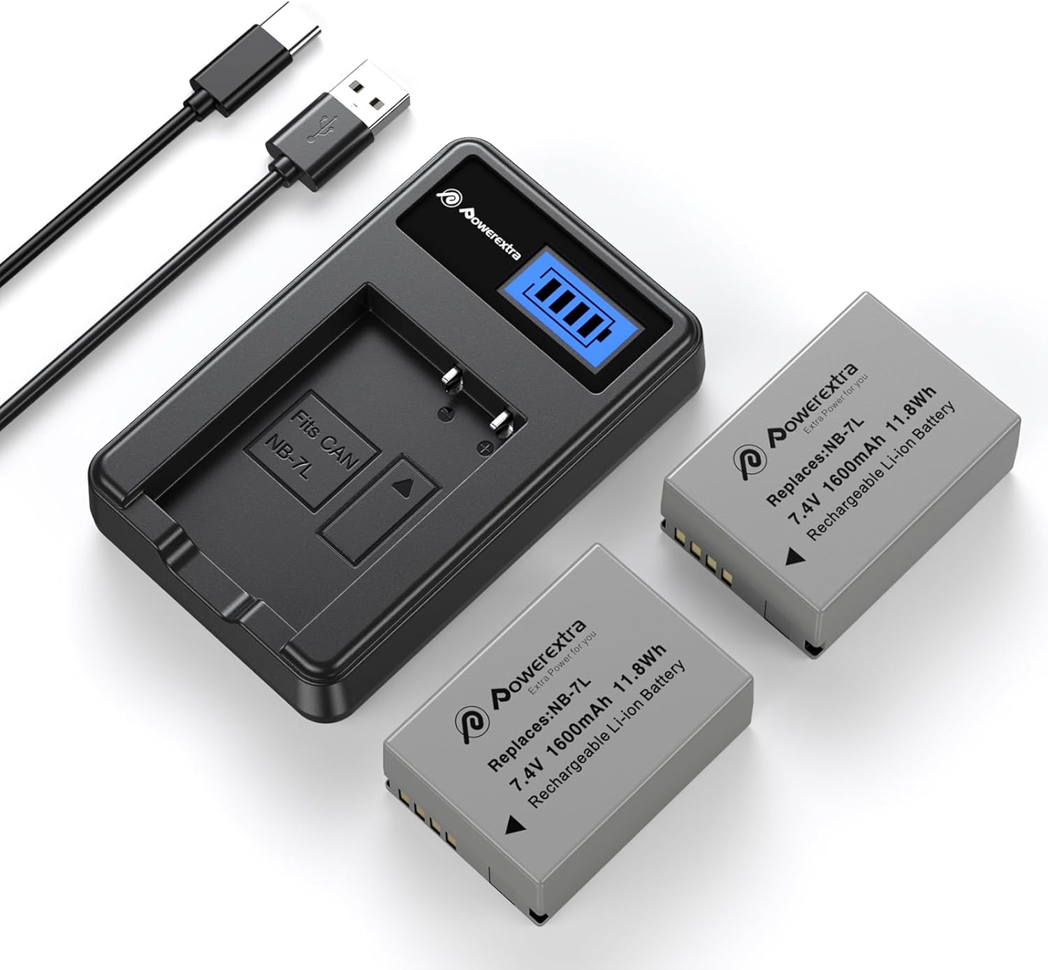 Powerextra NB-7L 2-Pack 1600mAh 7.4V Battery and Charger for Canon PowerShot G10 G11 G12 SX30 is Digital Camera