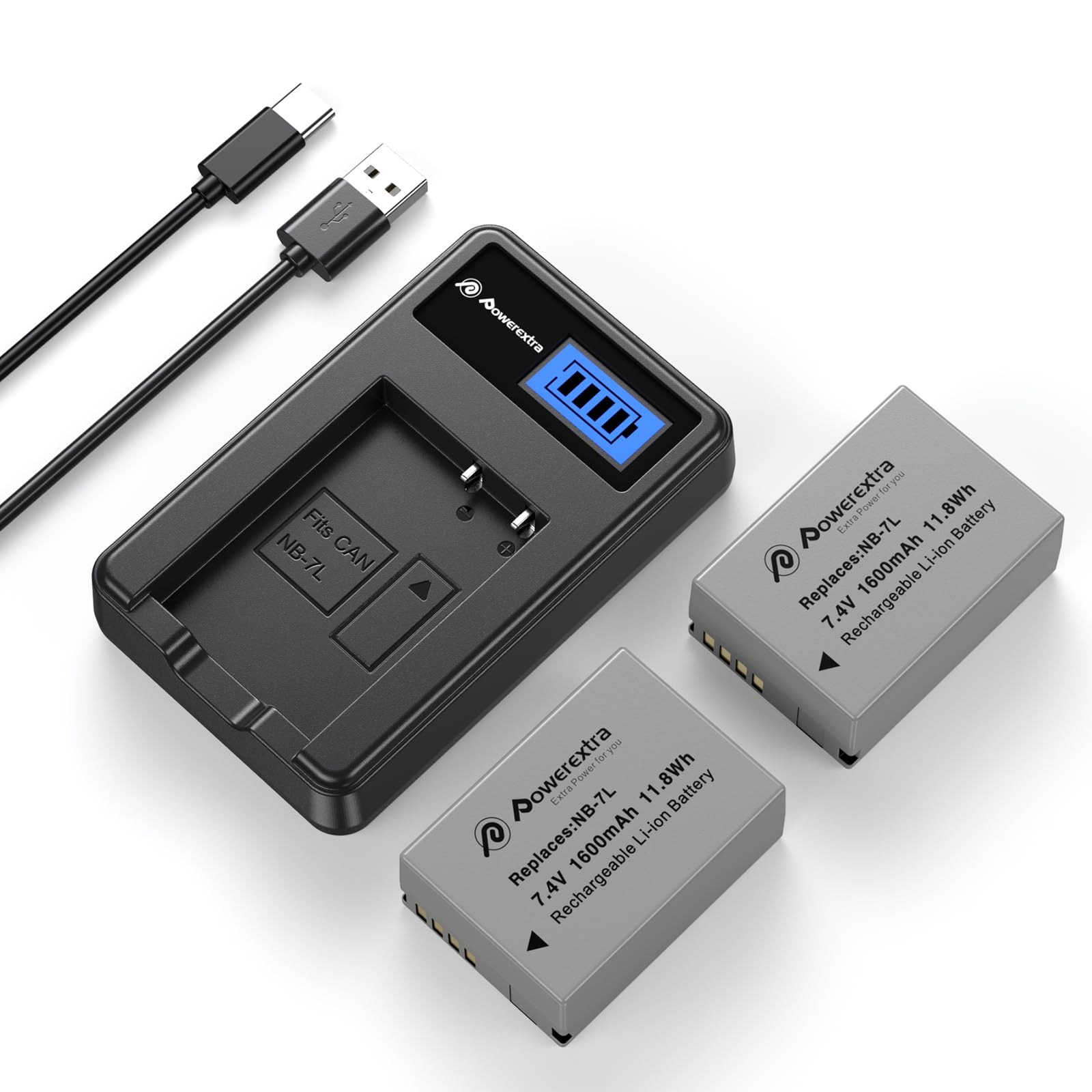 Amazon.com: Powerextra NB-7L 2-Pack 1600mAh 7.4V Battery and