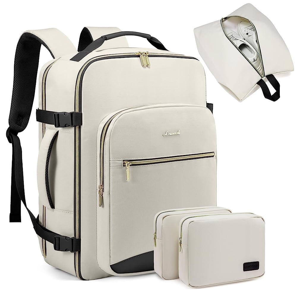 LOVEVOOK Zaino da Viaggio Aereo Bagaglio a Mano, Impermeabile Zaini Trolley Bagaglio Donna 40L Cabin Max per Ryanair Easyjet, Grande Zaino Porta PC 17 Pollici Valigia Borsa a Zainetto