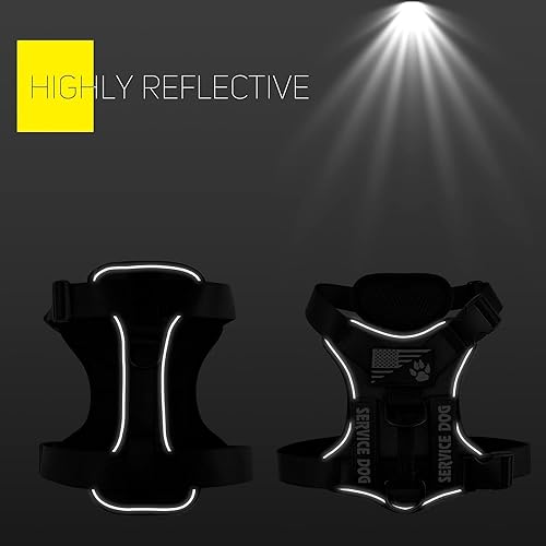 Miniatura 5 de Demigreat Arnés de perro de servicio, arnés reflectante para perro con 5 parches, arnés ajustable suave Oxford para mascotas, malla de capa