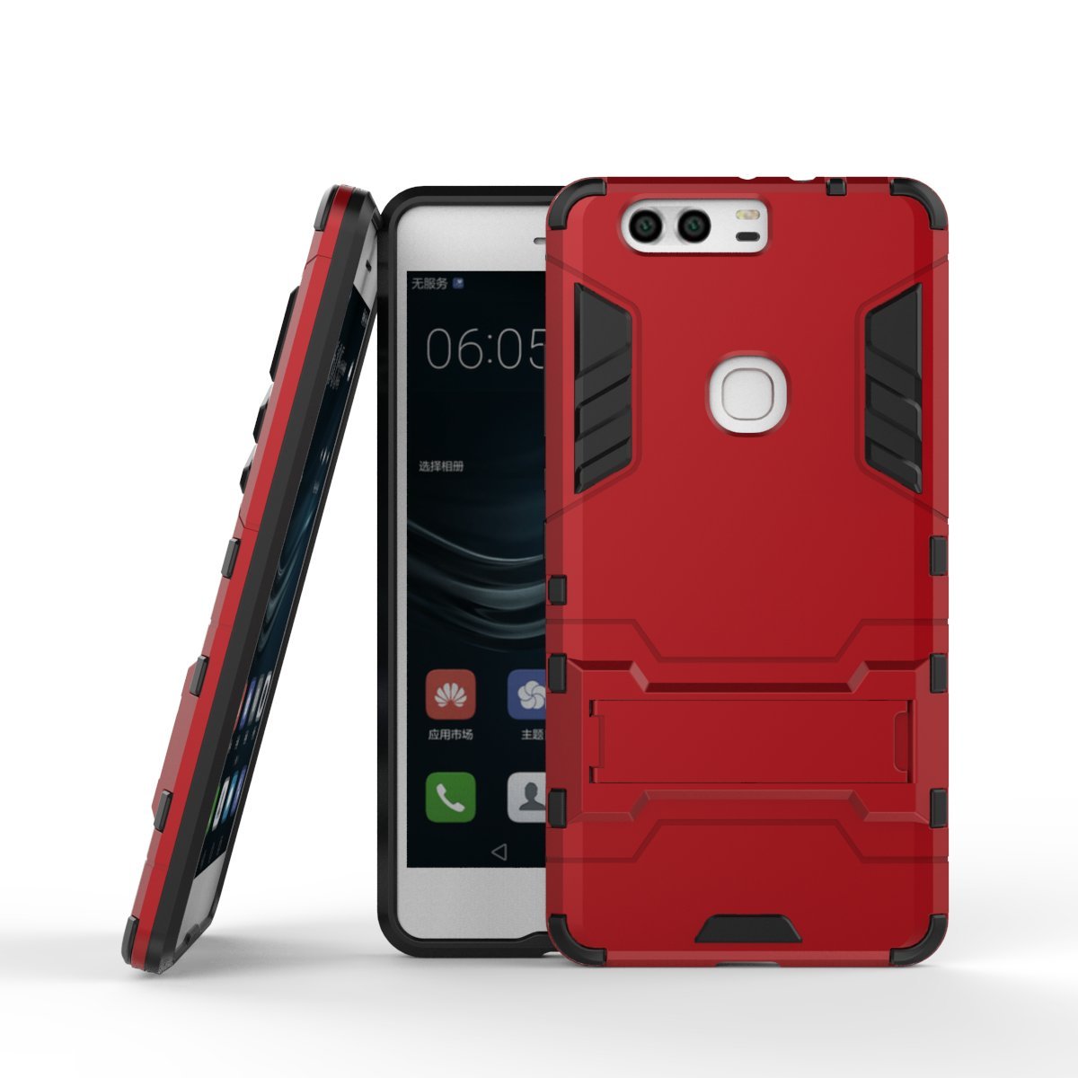Funda Huawei Honor 9, MHHQ 2in1 Armadura Combinación A Prueba de Choques Heavy Duty Escudo Cáscara Dura PC + Suave TPU Silicona Rubber Case Cover con soporte para Huawei Honor 9 -Black Plus Gray — view 8