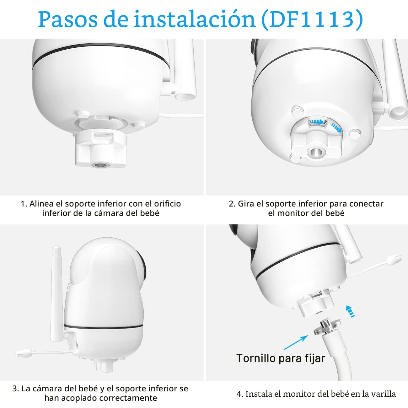 Soporte para monitor de bebé para monitor de video Hello Baby, soporte flexible para cámara de bebé, soporte de cámara de bebé para cuna, compatible con monitor de bebé HelloBaby