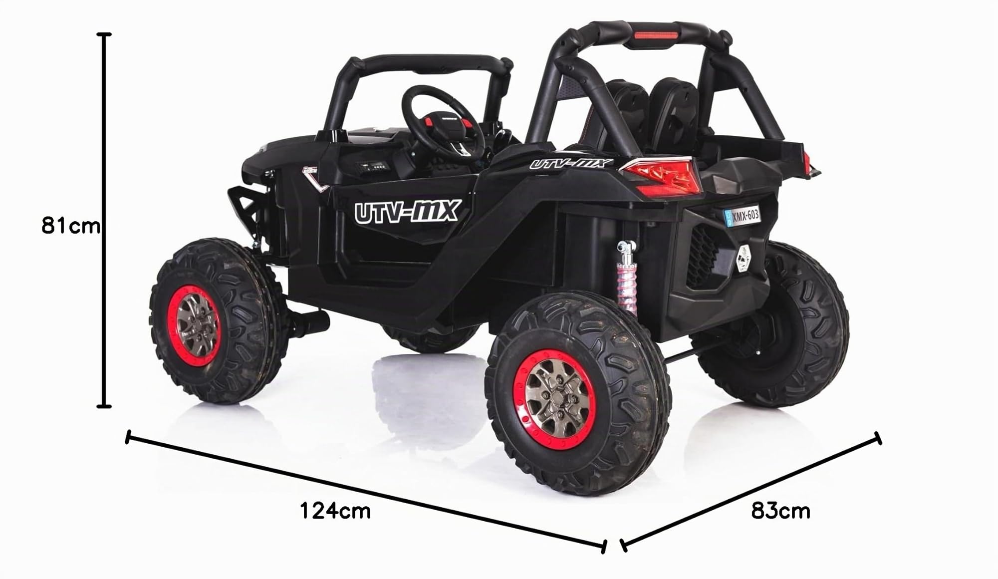 Beneo Motors Buggy électrique Enfants 24V 2 Places RSX 4x4 Noir Voiture électrique avec télécommande 2.4Ghz Batterie Lithium 4x45W LED
