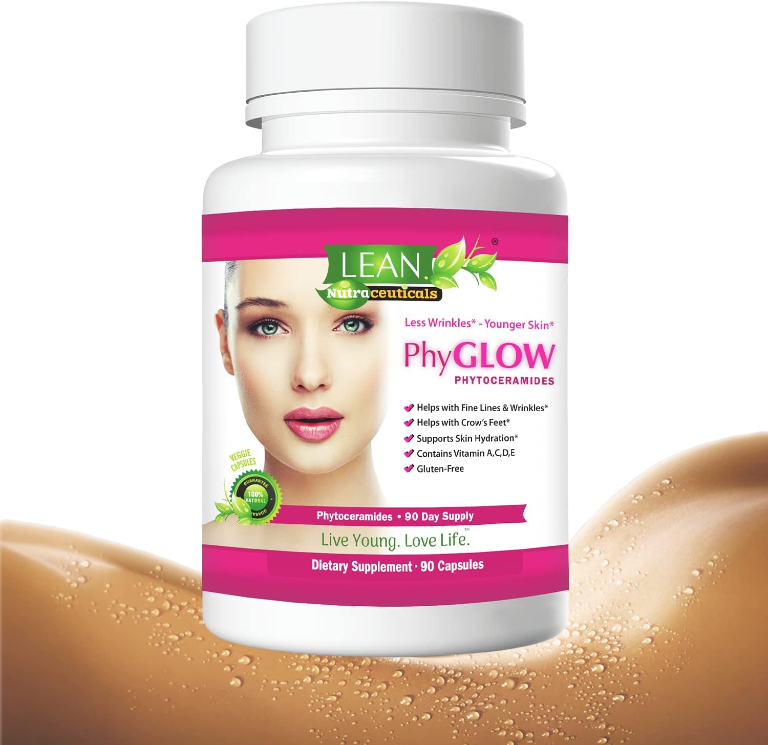 Fytoceramidy pre starostlivosť o pleť, 90-dňov&eacute; hydratačn&eacute; n&aacute;radie Super Ceramid pre ženy a mužov, faktorov&eacute; pilulky na podporu vr&aacute;sok, dajte mladosti tv&aacute;r s multivitam&iacute;nom A, C, D, E bezlepkov&eacute; 90 kaps&uacute;l
