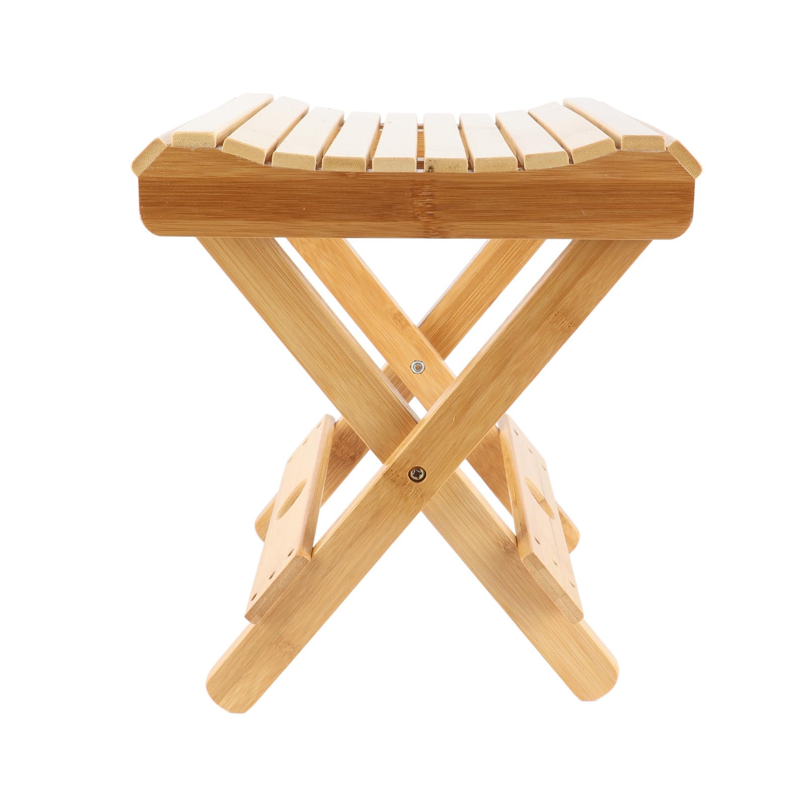 Brrnoo Taburete Plegable de bambú con Esquinas Curvas Antirrayas para Baño | Adecuado para Afeitado, Sauna, Spa, Patio y Viajes, Pintura a Base de Agua No Tóxica, Material de bambú Resistente