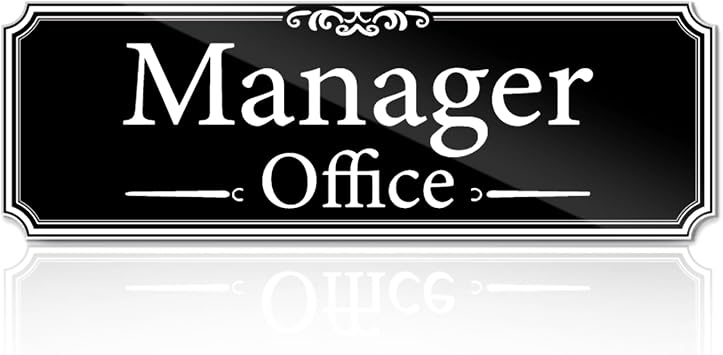 9"x3" Manager Office Door Sign Self-adhesive Door Wall Window Signage for House Home Office Business Black