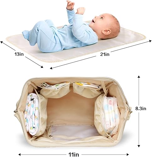 Miniatura 6 de LIMHOO Mochila de pañales 3 en 1, bolsas de bebé multifunción con cambiador y correas para cochecito, bolsa de pañales para mamá, Girasol a cuadros,