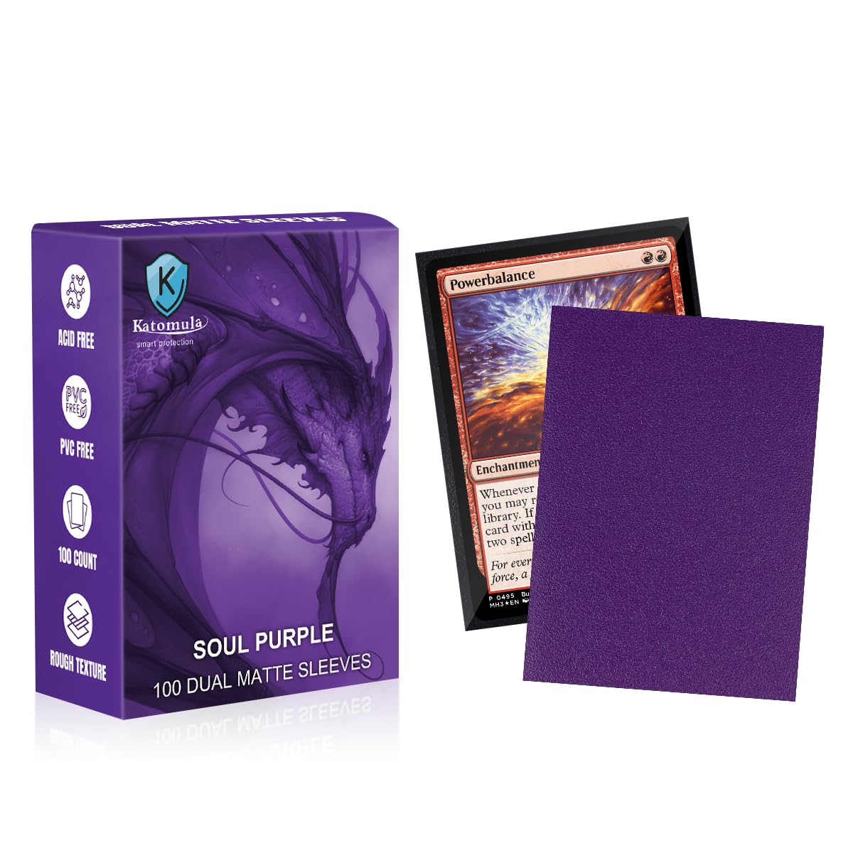 Katomula MTG Card Sleeves, Dual Matte Card Sleeves, Standard Card Sleeve for MTG, PKM, Flesh & Blood, Soul Purple