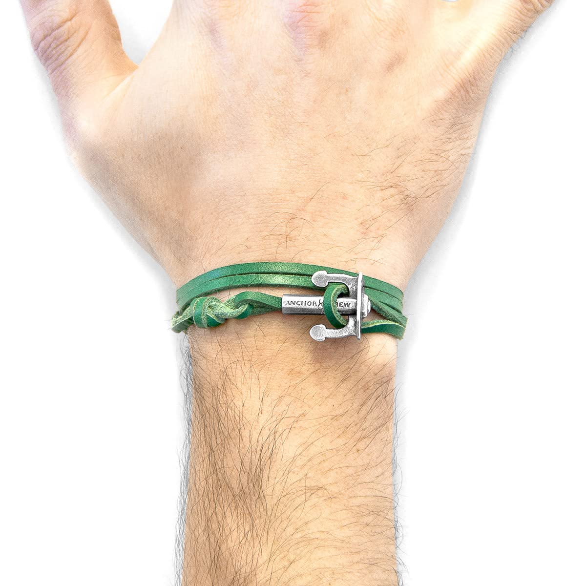 ANCHOR & CREW Pulsera Ancla Union De Plata Y Cuero Plano - Hombre - Talla Única