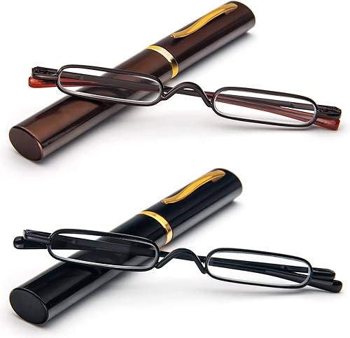 DXYXYO Mini lentes de lectura para mujeres y hombres, compactos, pequeños, de bolsillo, con estuche portátil