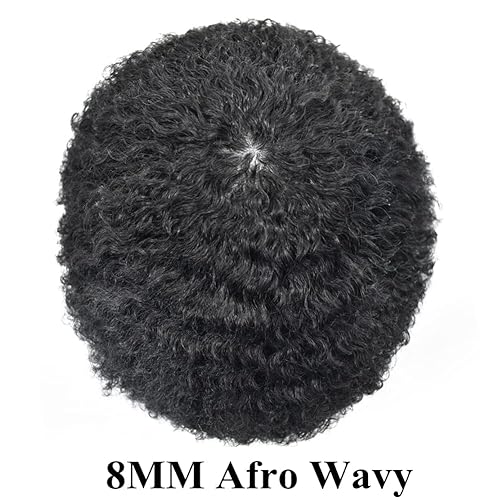 Miniatura 2 de Unidades de cabello para hombres negros, unidad de tejido de poliéster 100% Remy con textura afro tupé humano afroamericano (ondulado de 0.315