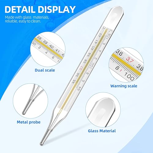 Miniatura 6 de Temperatura del vidrio para adultos, temperatura oral axila, medición precisa de lectura rápida para clínicas familiares de ancianos, escala dual  y