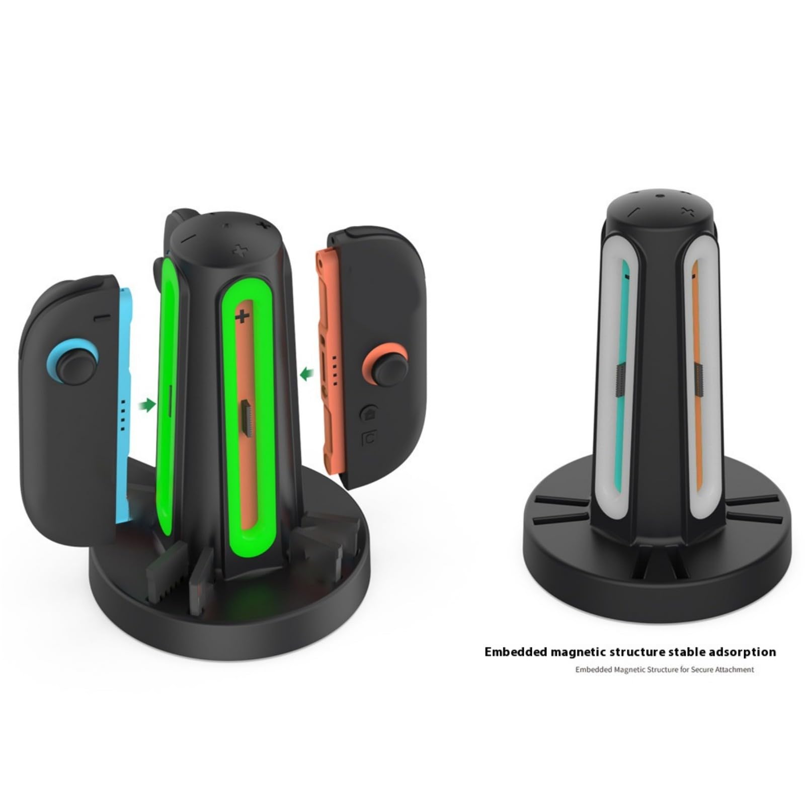 Supporto di ricarica 4 in 1 per controller di gioco Supporto magnetico per stazione di ricarica con luce LED