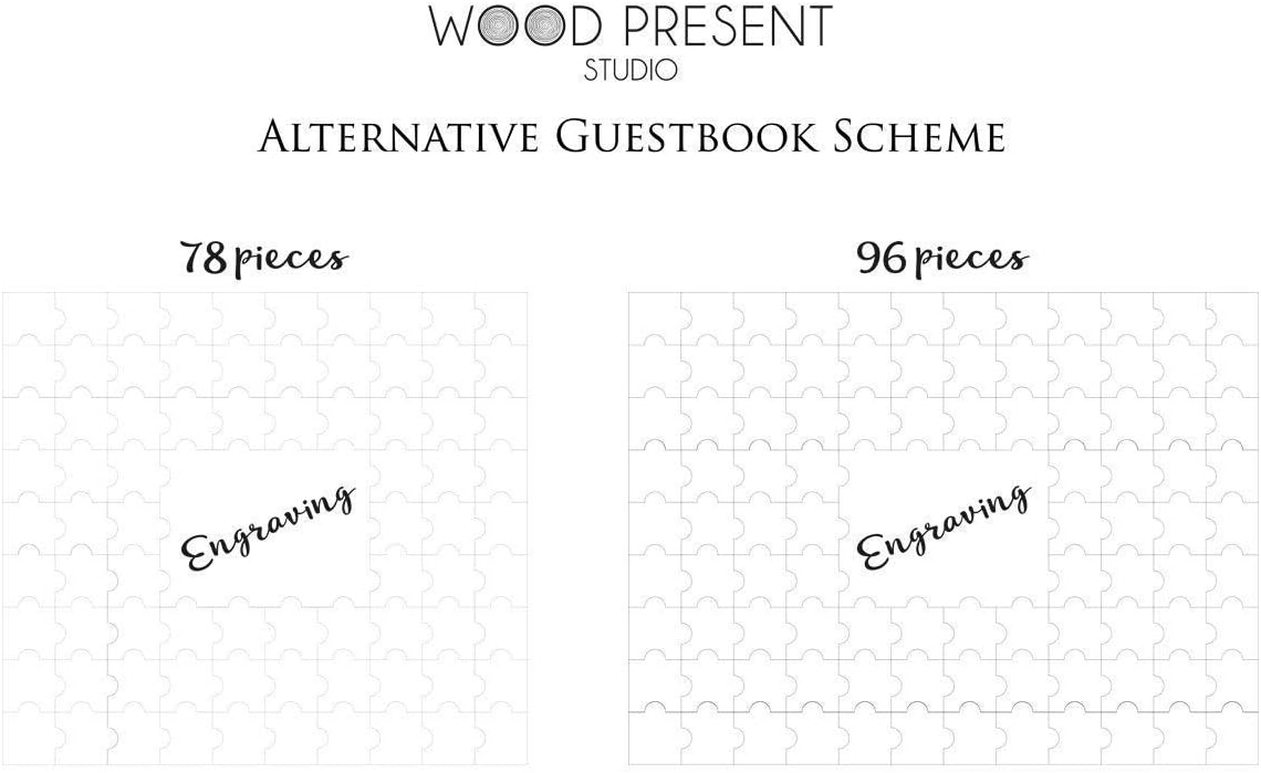 Alternative Wedding Guest Book 20-236 pieces Wooden Puzzle Engagement Guest Book Personalized Guestbook Sign with Monogram, Names Wedding Gifts Idea Rustic Guestbook (Style 5 - Skull)