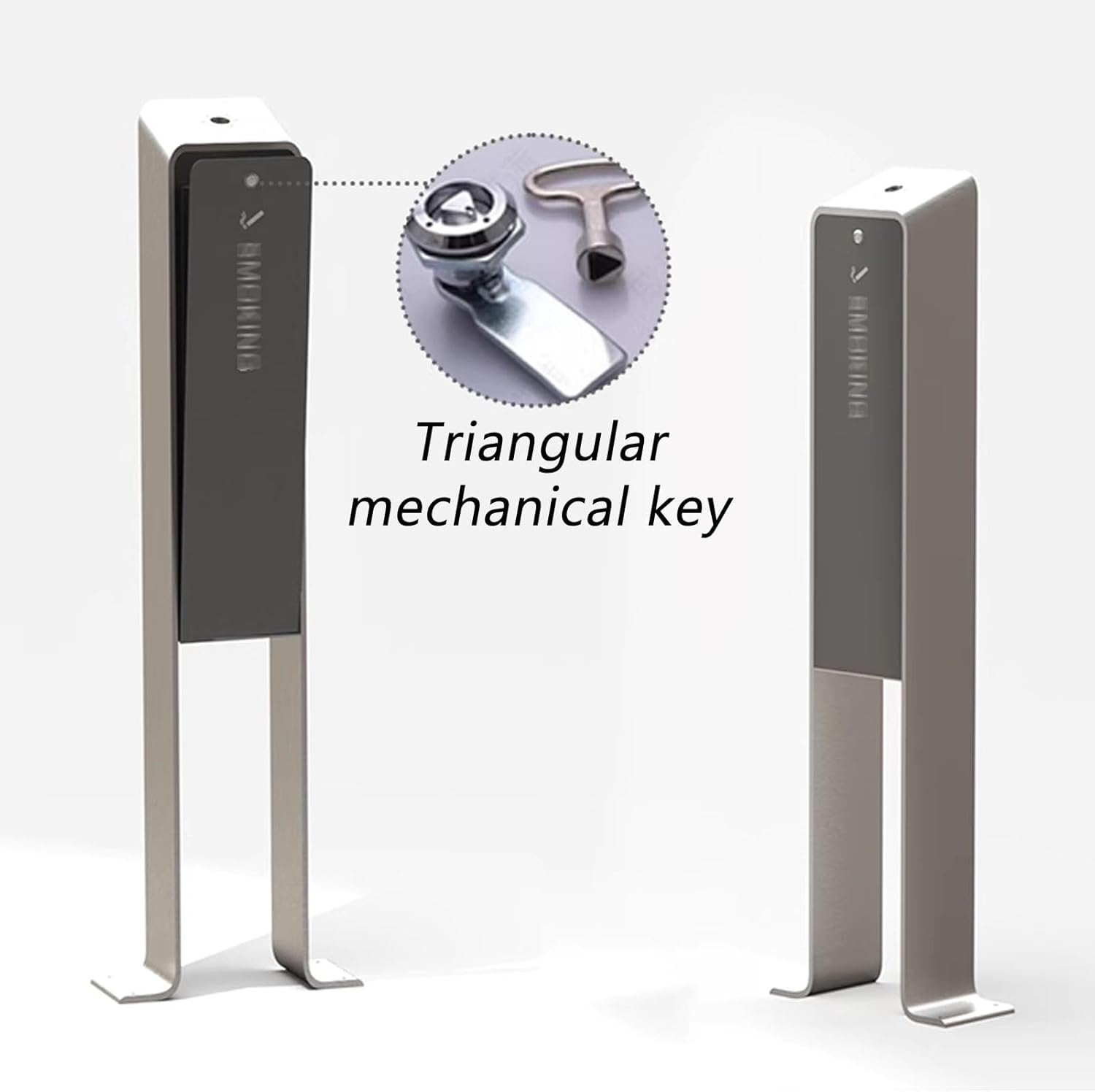 JKGHK Standing Ashtray Outdoor, Ash Disposal Vertical Ashtray with Lock, Stainless Steel Cigarette Butt Column, Cigarette Disposal for Backyard, Malls, Garage(Silver)