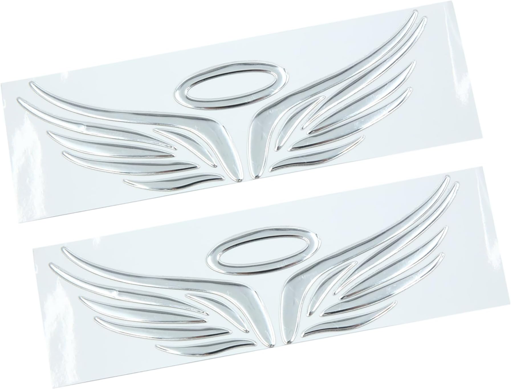 A ABSOPRO Angel Wing Pattern Auto Car Sticker 3D Decal Silver Tone (Set of 2)