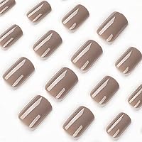 Vista 5 de 24 uñas acrílicas medianas a presión con forma cuadrada, uñas acrílicas de color puro, uñas con pegamento de cobertura completa, uñas postizas