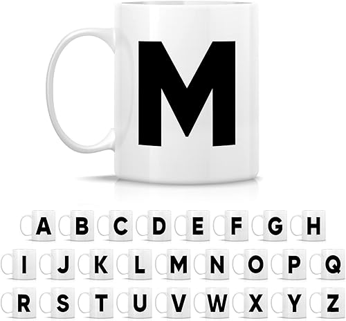 Miniatura 2 de Retreez Taza de café de cerámica con monograma del alfabeto de la A a la Z con monograma de 11 onzas, agradecimiento de graduación, agradecimiento,