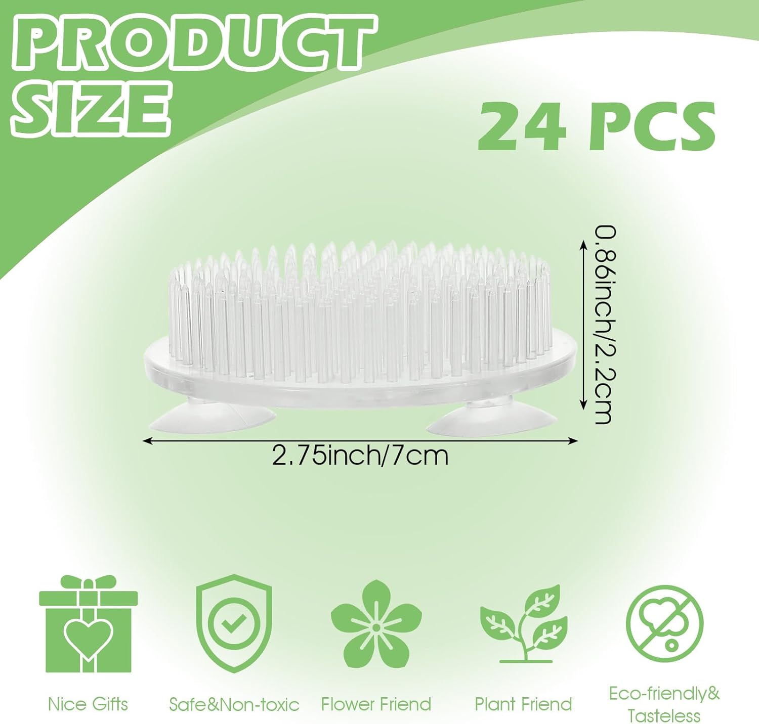 24 Pcs Plastic Flower Frogs for Arrangements Vase, Frog Flower Holder with Pins, Floral Frogs for Arrangements, Transparent Pin Frog for Flowers, for Wedding/Party Decor(2.75" Diameter)