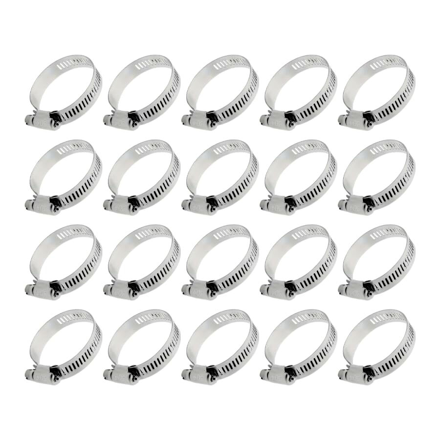 Adjustable Stainless Steel Jubilee Clips with Handle – Worm Drive Hose Clamps, Hose Clips, Pipe Clips for Fuel, Gas, Petrol, and Water Pipes – Heavy Duty Pipe Clamps (20, 21-44mm)