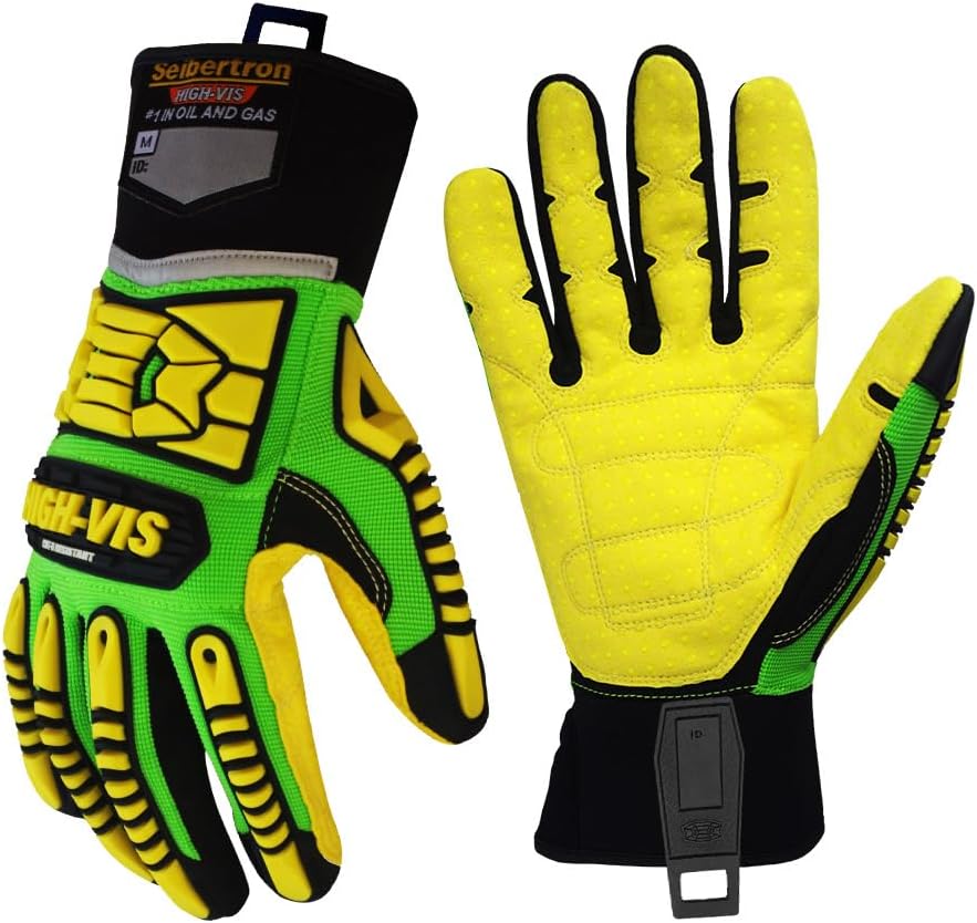 Seibertron High-Vis Series Cut Resistant Reducing Anti-Impact Mechanics Heavy Duty Safety Rescue Oil and Gas Gloves
