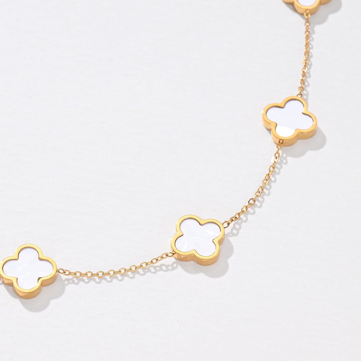 Billet-doux 18k Gold Plated Clover Necklace for Women, Perfect for Valentine’s Day, The Timelss Classic Four-Leaf Clovers Link Chain Nacklace, Adjustable size, Trendy Charm Jewelry Gifts for Her - Image 6