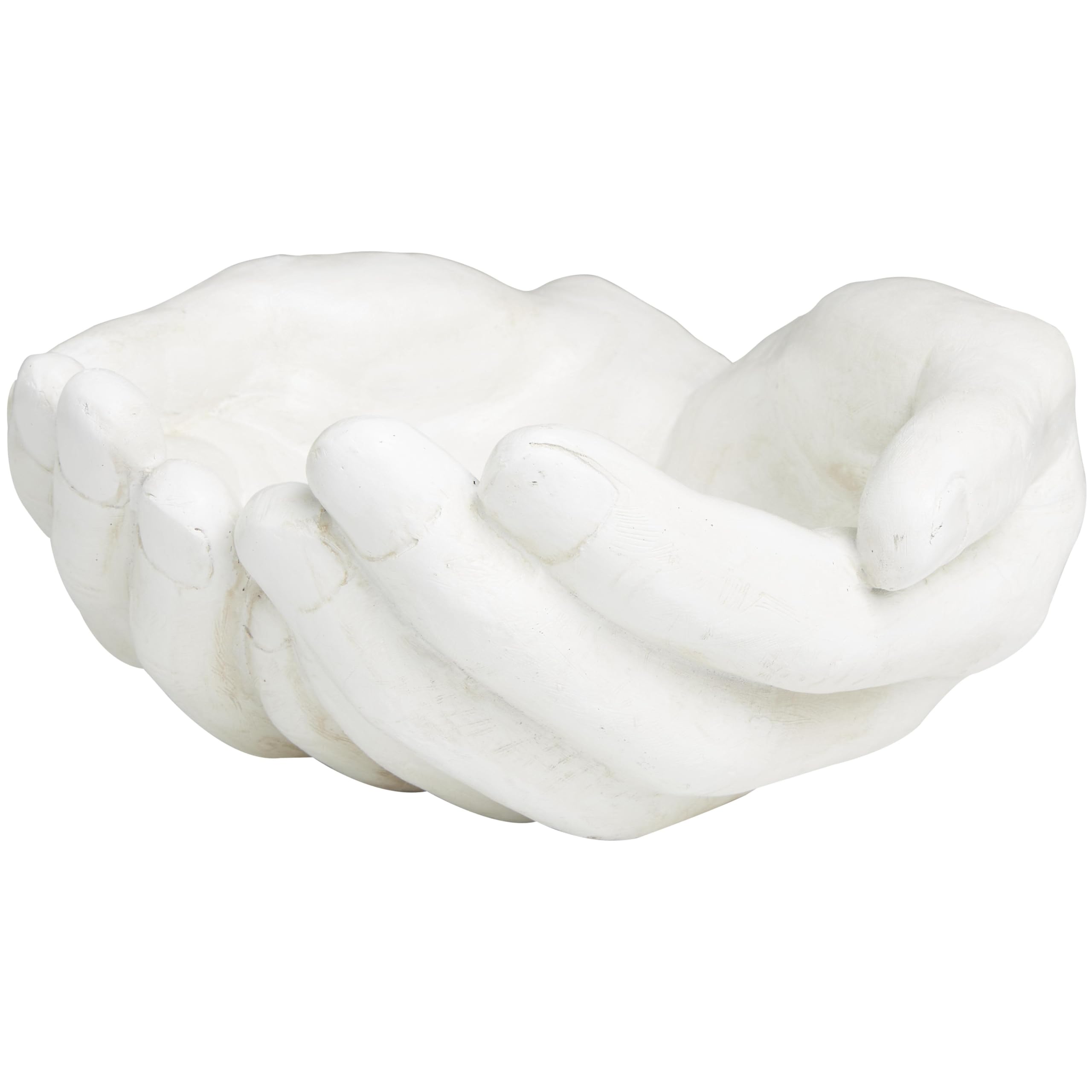 Deco 79 Sculpture décorative en polystone Mains Ouvertes pour décoration d'intérieur, Figurine d'accentuation 38,1 x 40,6 x 17,8 cm, Blanc