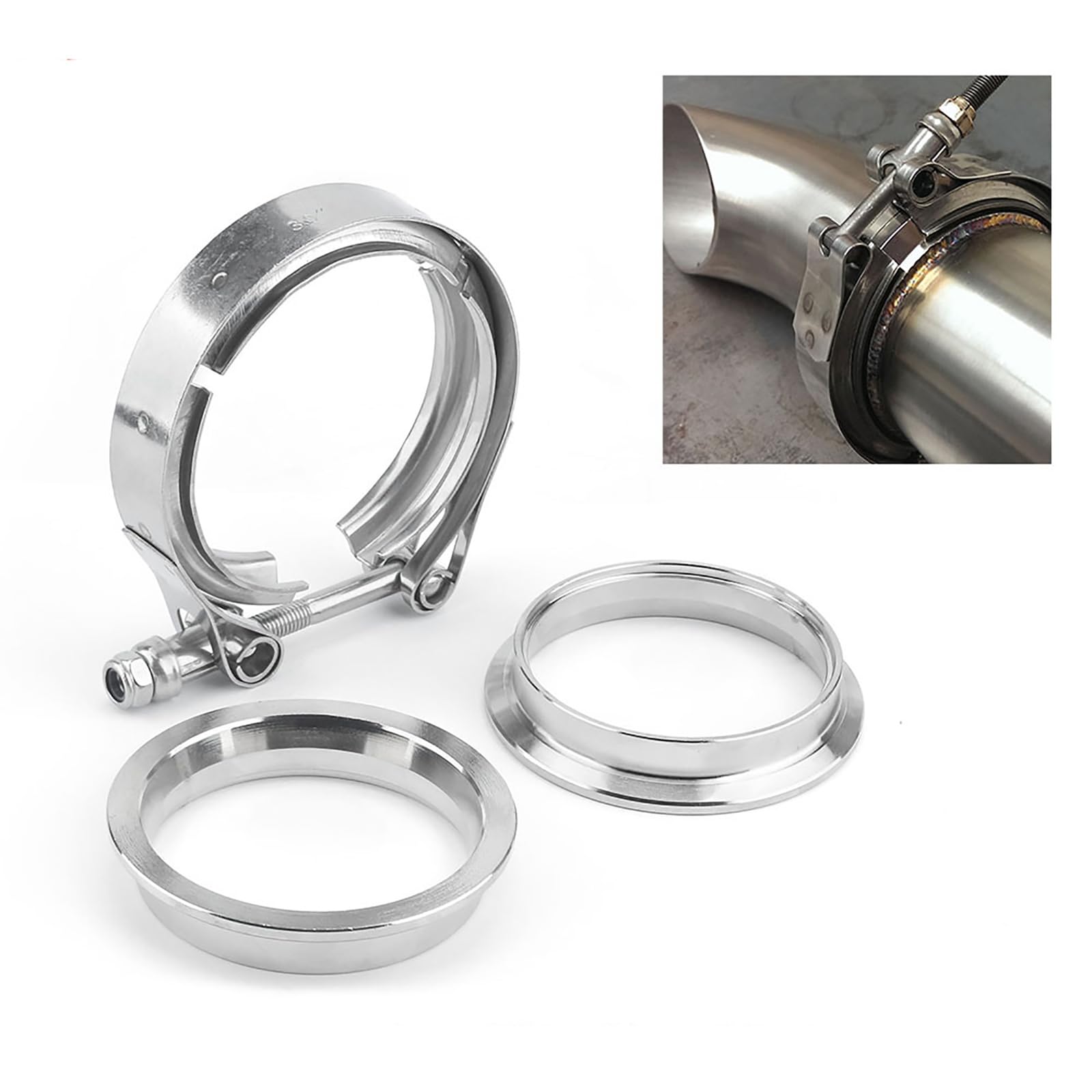 Fascetta Morsetto A V Per Tubo Scarico Auto Da 3 Pollici - Acciaio Inossidabile - Universale Per Turbo - 2