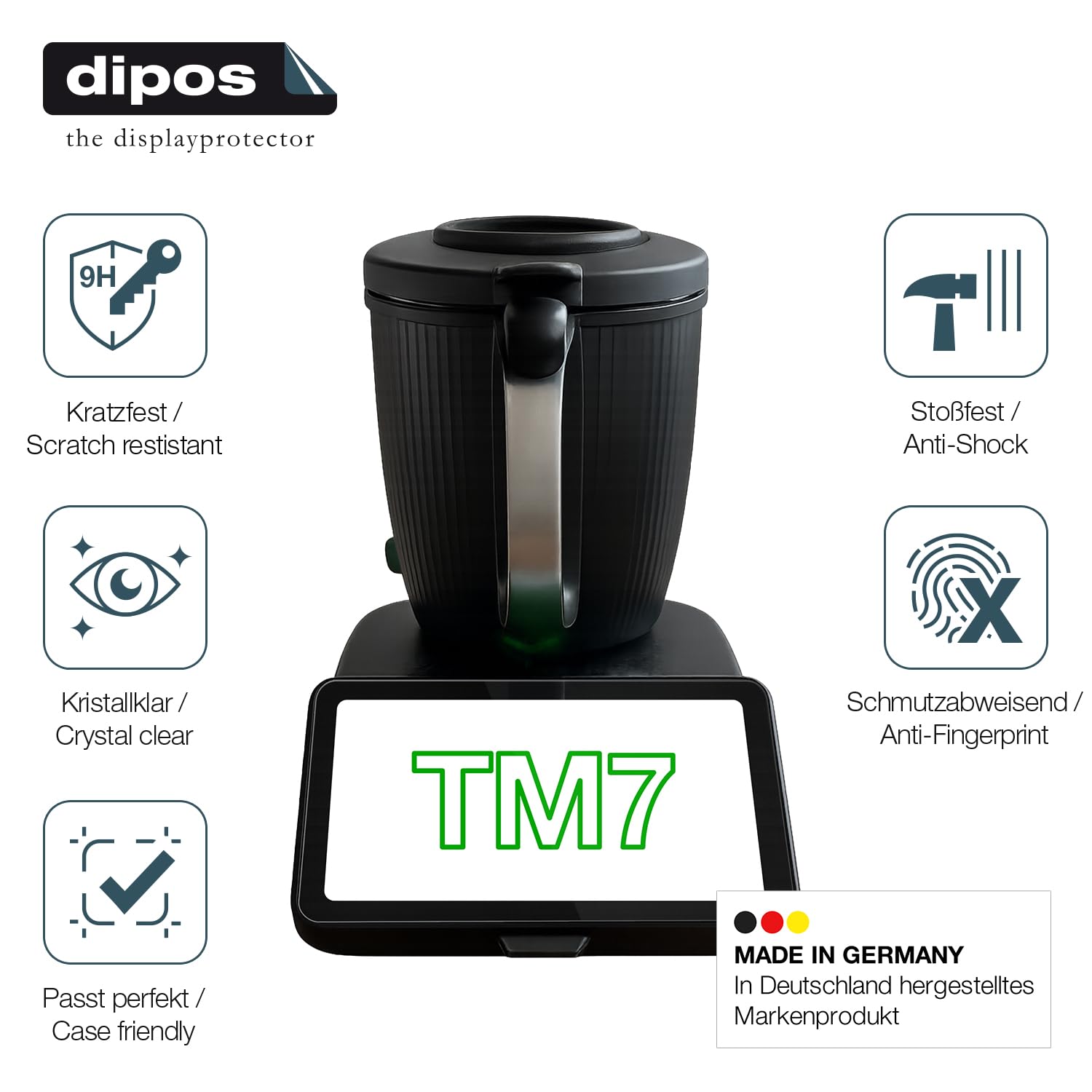 Thermomix TM7 Schutzfolie - 2 Stück Displayschutz Kratzfest 0,12mm