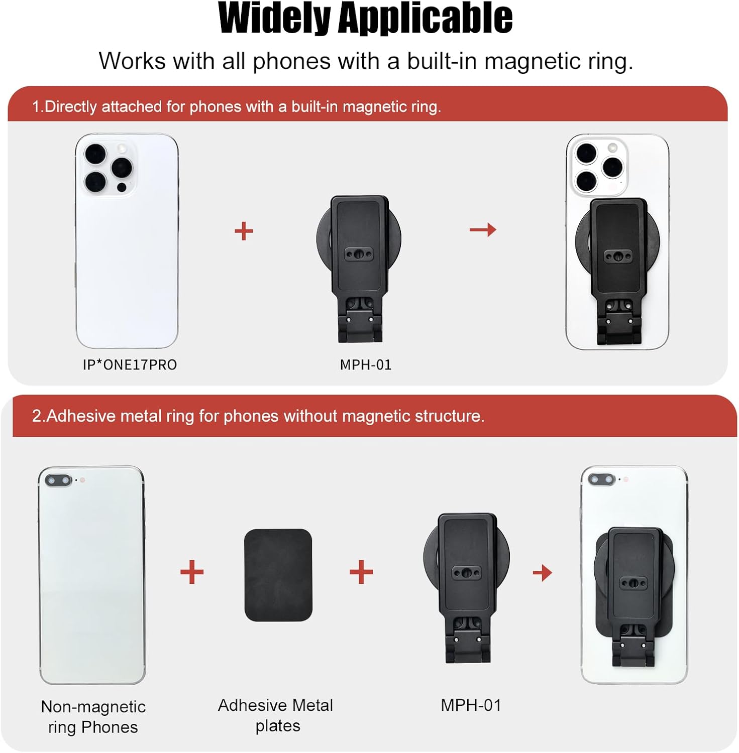 SUNWAYFOTO MPH-01 Magnetic Pocket Phone Tripod, Foldable Compatible with Magsafe for iPhone 16/15/14/13/12 Plus Pro Max Series, Phone Tripod Holder, Handle, Smartphone Table Stand, Travel (BLACK)
