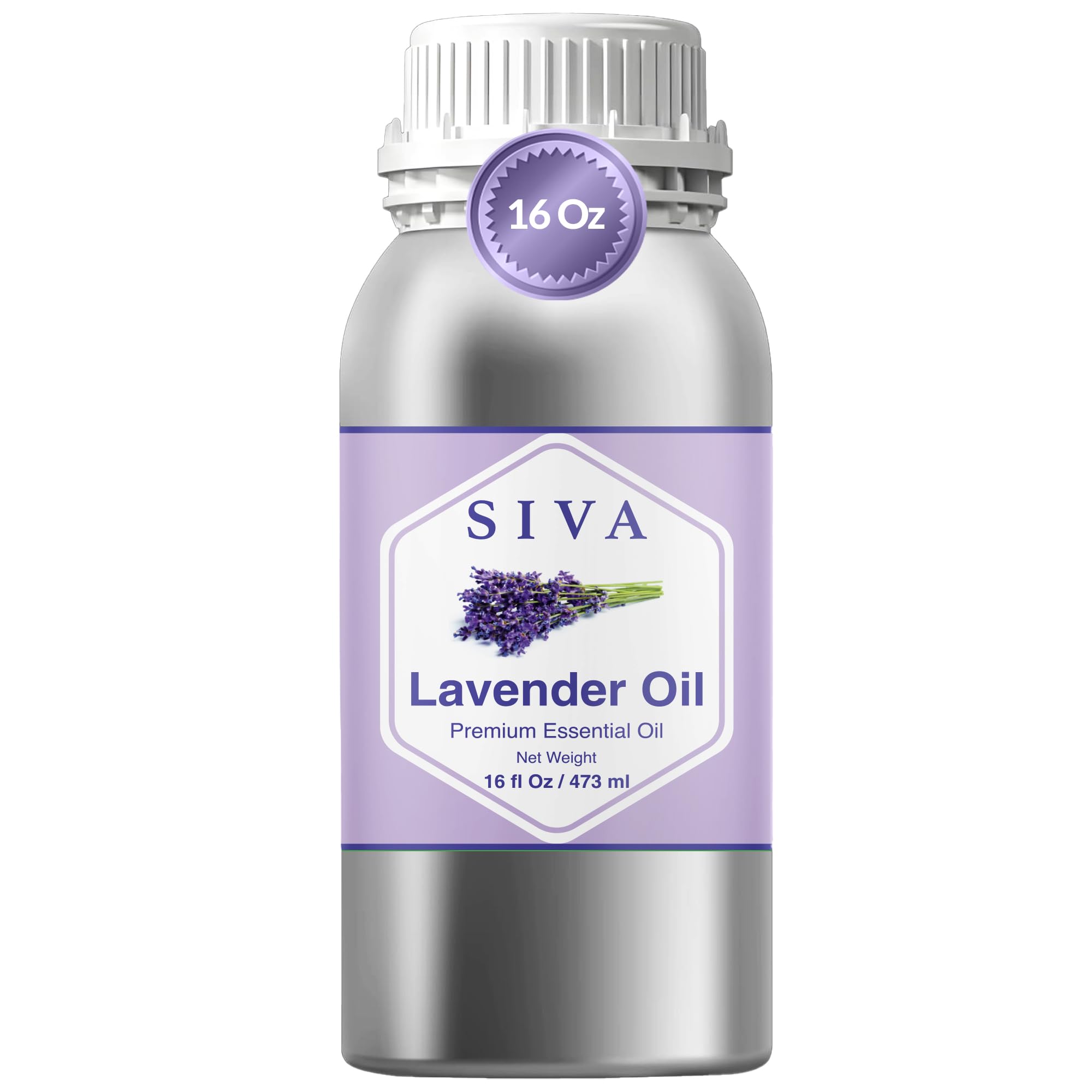 Siva Lavender Essential Oil – 16 Fl Oz – 100% Natural Lavender Oil - for Diffuser, Hair Care, Face, Skin Care, Aromatherapy, Scalp and Body Massage, Soap and Candle Making