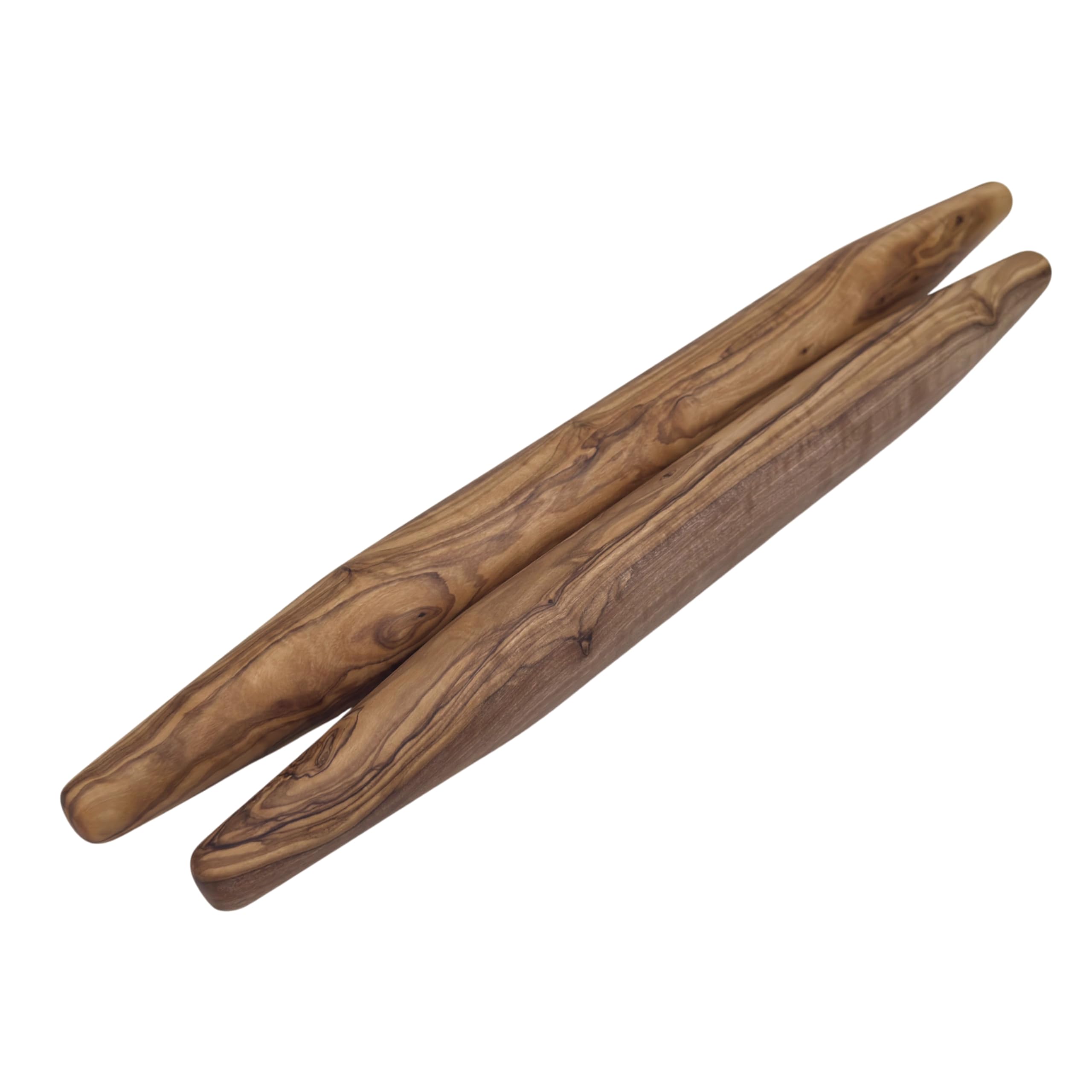 Nudelholz aus Olivenholz „Harmonie“ Ø 4 cm – Französisches Nudelholz (ohne Griffe), Teigroller Holz für Pizza, Pasta, Brot & Gebäck (Länge: 40 cm)