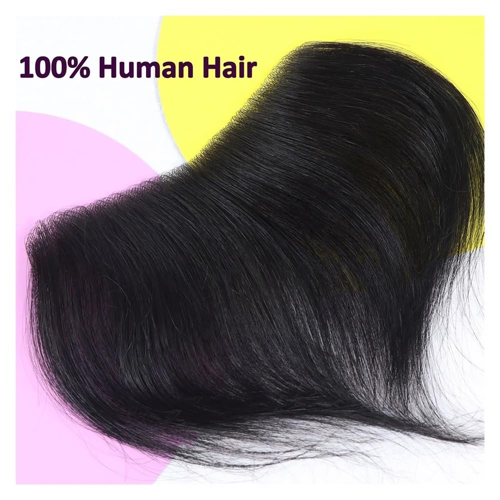 Peluca de cabello humano de 15 cm (6 pulgadas) for hombre, con base de piel sintética fina en forma de V y línea de cabello en la frente. Suave y Transpirable(16x1.5cm,Brown)