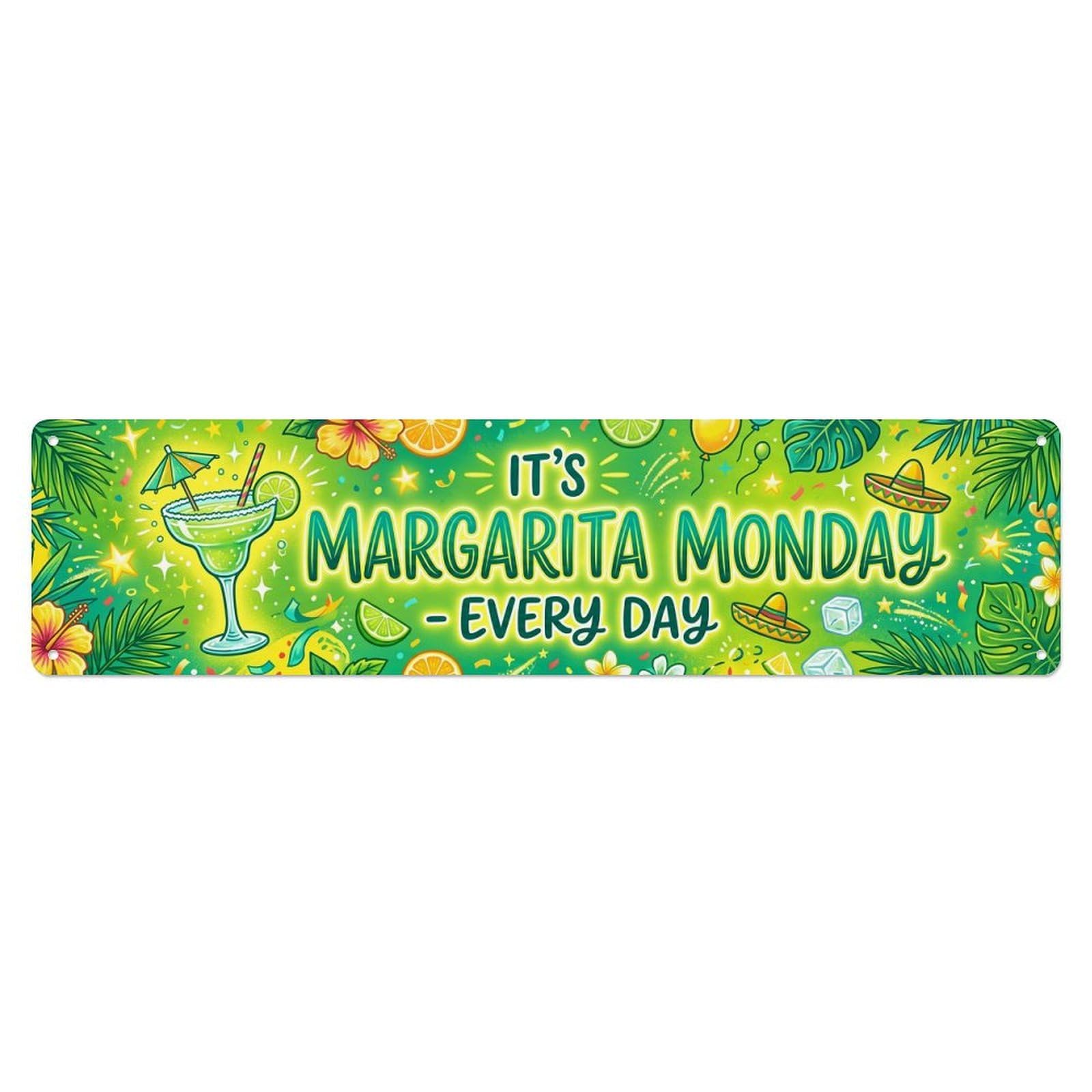 Margarita Monday Bar Beverage Metal Tin Sign Plaque Wall Decor for Cafe, Club Bar, Office, Home Garden Metal Poster 4x16Inch