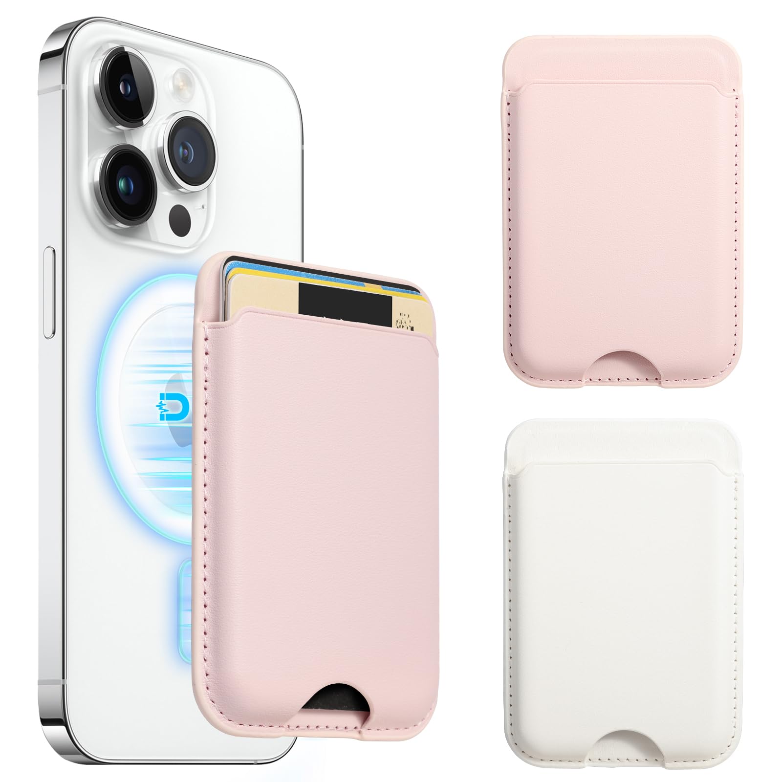 Zemexy Magnetic Wallet Compatible with Apple Magsafe,2Pack Mag Safe Card Holder for iPhone 15/14/13/12 Pro/Max/Plus/Case,Vegan Leather RFID Phone