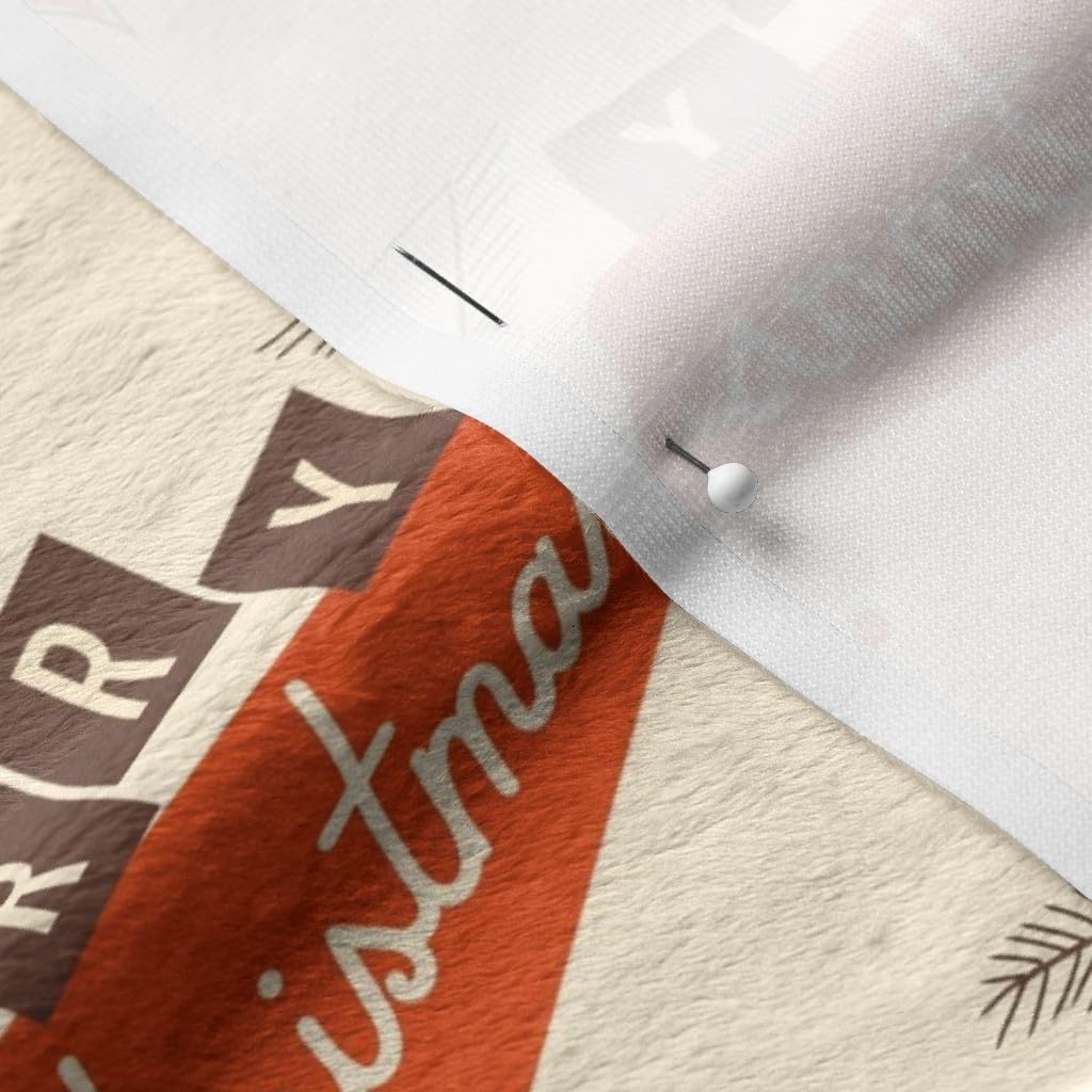 Spoonflower Fabric - Red Christmas Toile Vintage Retro Christmas 1950S Christmas Tree Printed on Minky Fabric by The Yard - Sewing Baby Blankets Quilt Backing Plush