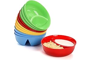 Okllen Anti-Soggy Cereal Bowls, 12-Pack Plastic Divided Bowls for Chip and Dip