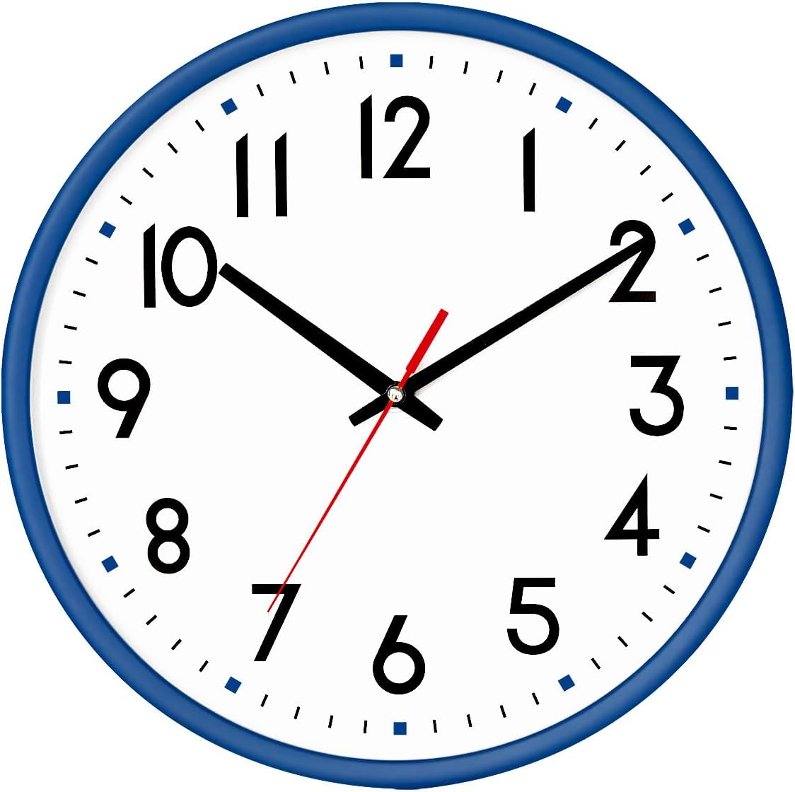 Wall Clock Battery Operated,Red,wall Clock 8Inch Silent Non-Ticking Modern Wall Clock for Living Room, Bedroom, Kitchen, Office, Classroom Decor