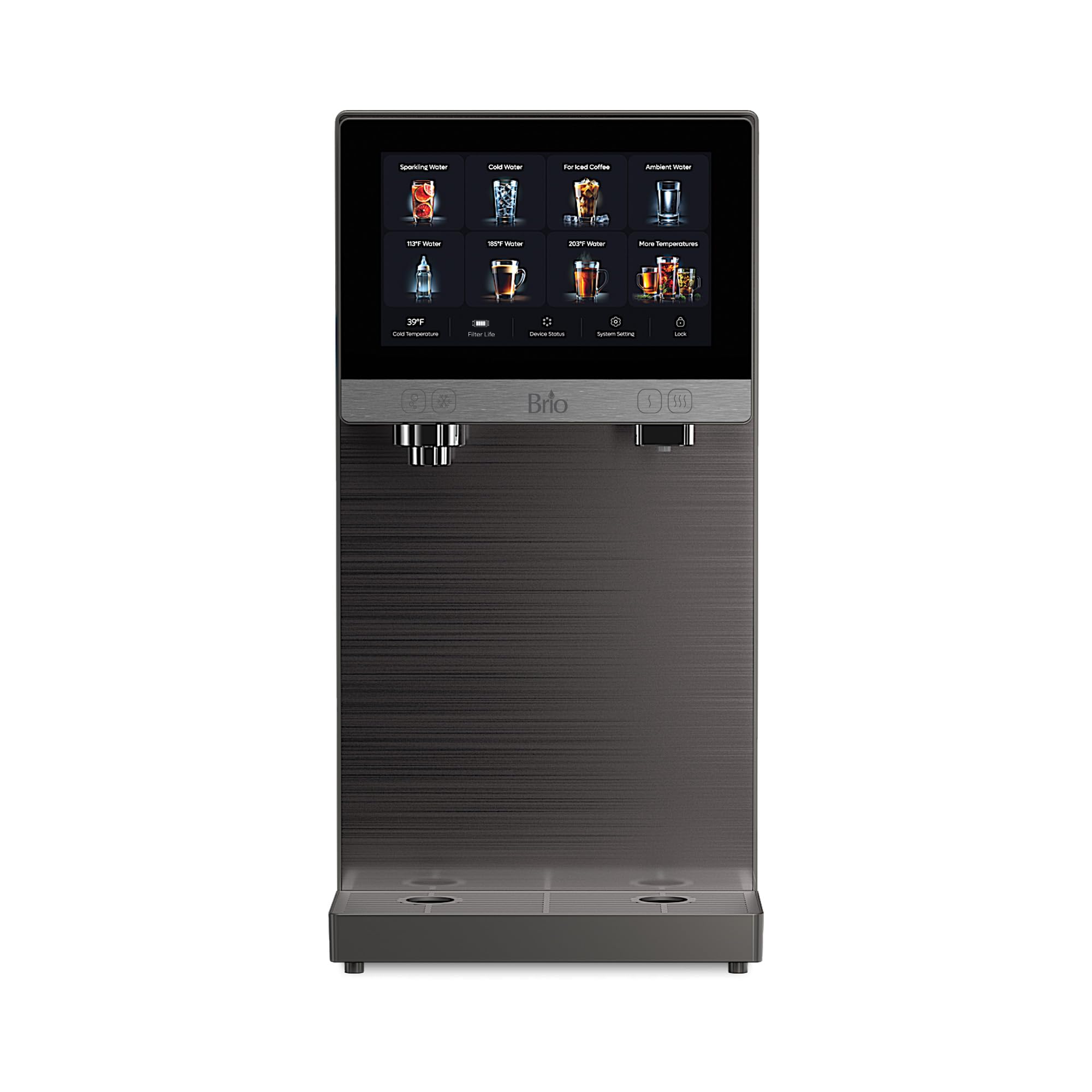 Brio Q60 Sparkling Water Countertop Dispenser with Refillable Tank, No Plumbing Required | Instant Hot & Cold 4 Stage Reverse Osmosis Filtration, Reduces PFAS & Microplastics | Touch Screen Display