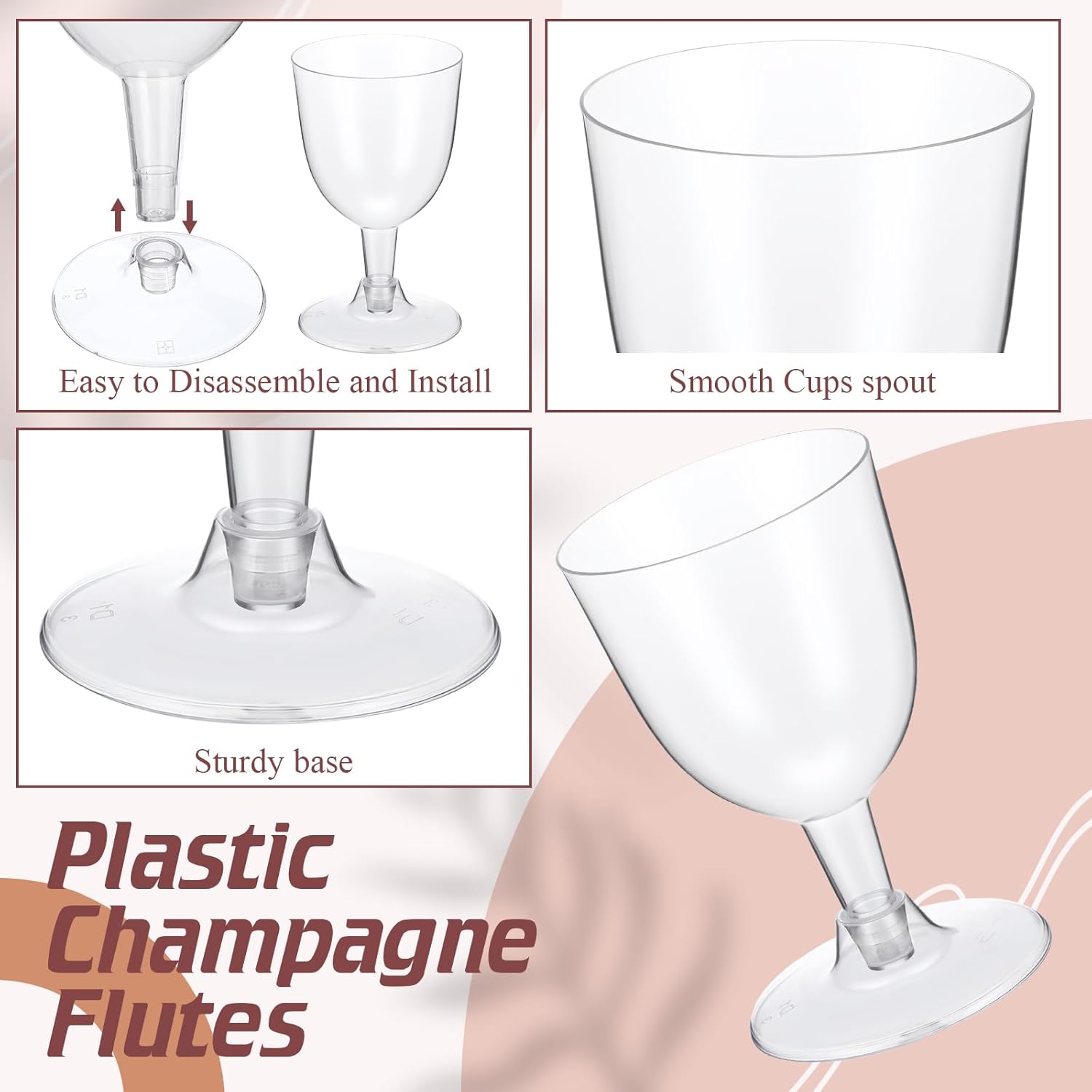 Mimorou 50 Pcs Clear Plastic Wine Glasses for Wedding 5.4 oz Small Disposable Goblets with Stem, Unbreakable Plastic Drinking Glasses Drinkware Cup for Wedding Birthday Mother's Day Party Supplies