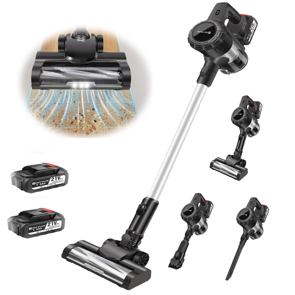 YouseaHome 15kpa Kabelloser Stabstaubsauger Kabelloser Staubsauger mit HEPA-Filter, Autostaubsauger Kabelloser Abnehmbarer Handstaubsauger mit 2x3000mAh Akkus, Handstaubsauger mit Led-Licht