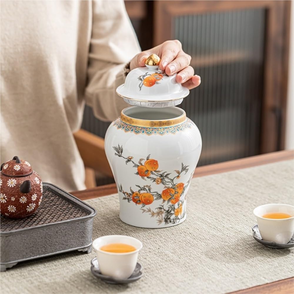 CMBSSTFC Pojemnik na herbatę Ceramiczny pojemnik do przechowywania luzem herbaty Słoik Kuchnia Zamknię słoik do przechowywania Vintage Teaware Pojedynczy/podwójny zestaw pudełek upominkowych Puszka na